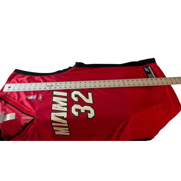 Reebok Miami Heat Mens 2XL Shaquille O'Neal 32 Red Jersey NBA Black Team Apparel - Picture 7 of 12